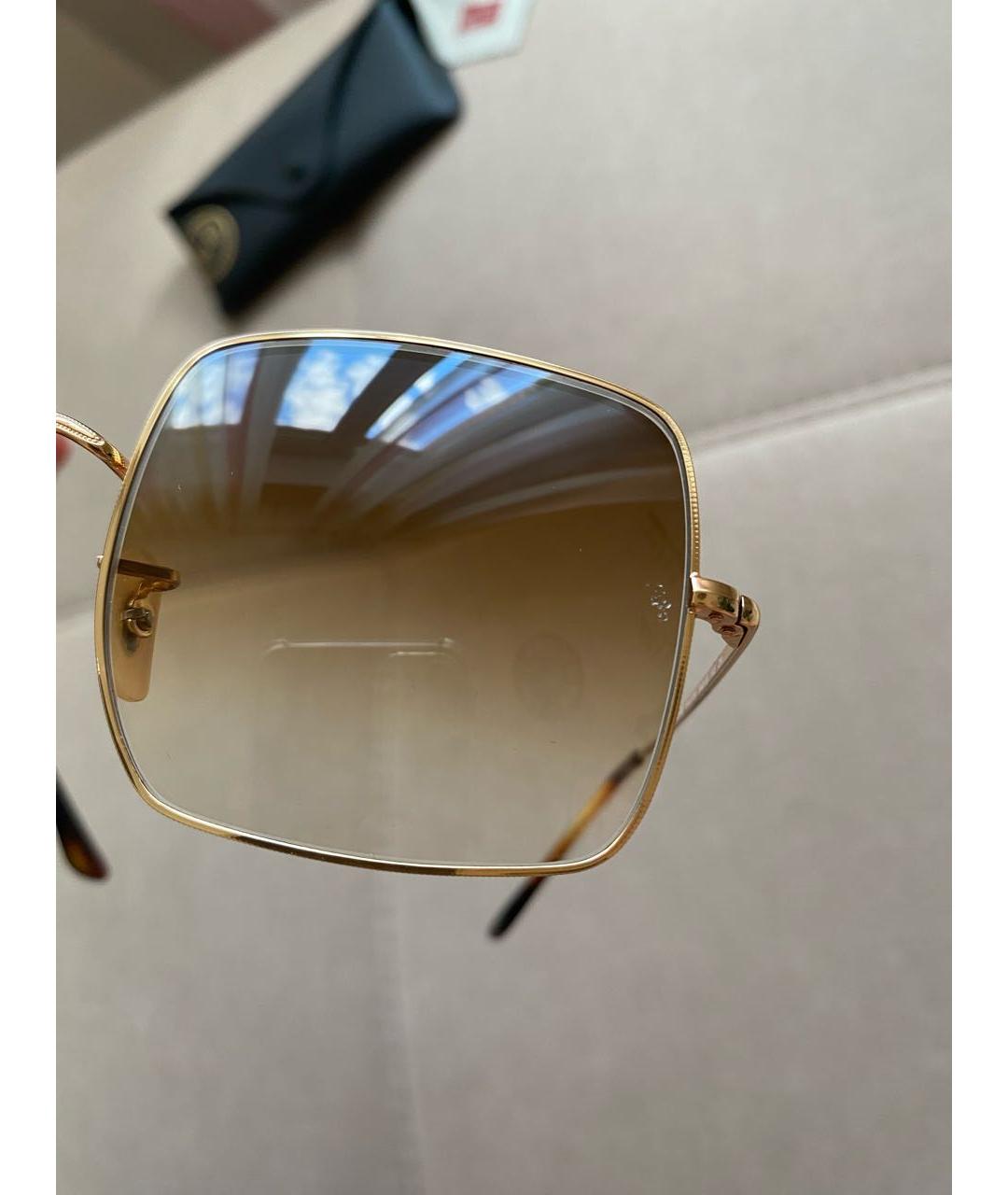 RAY BAN Коричневые металлические солнцезащитные очки, фото 6