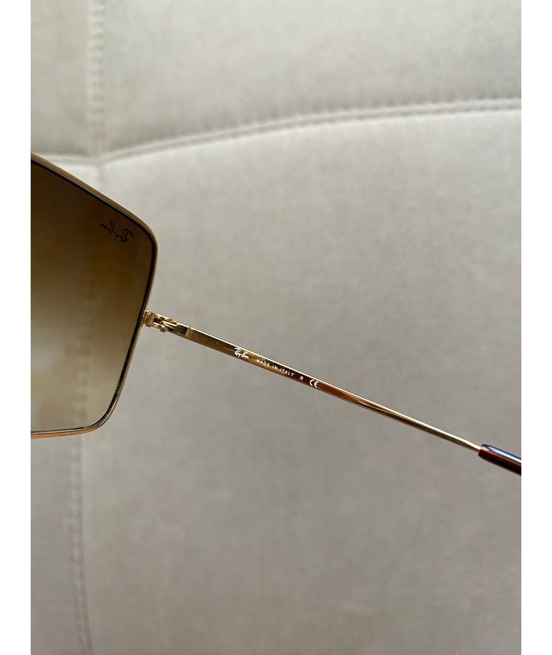 RAY BAN Коричневые металлические солнцезащитные очки, фото 8