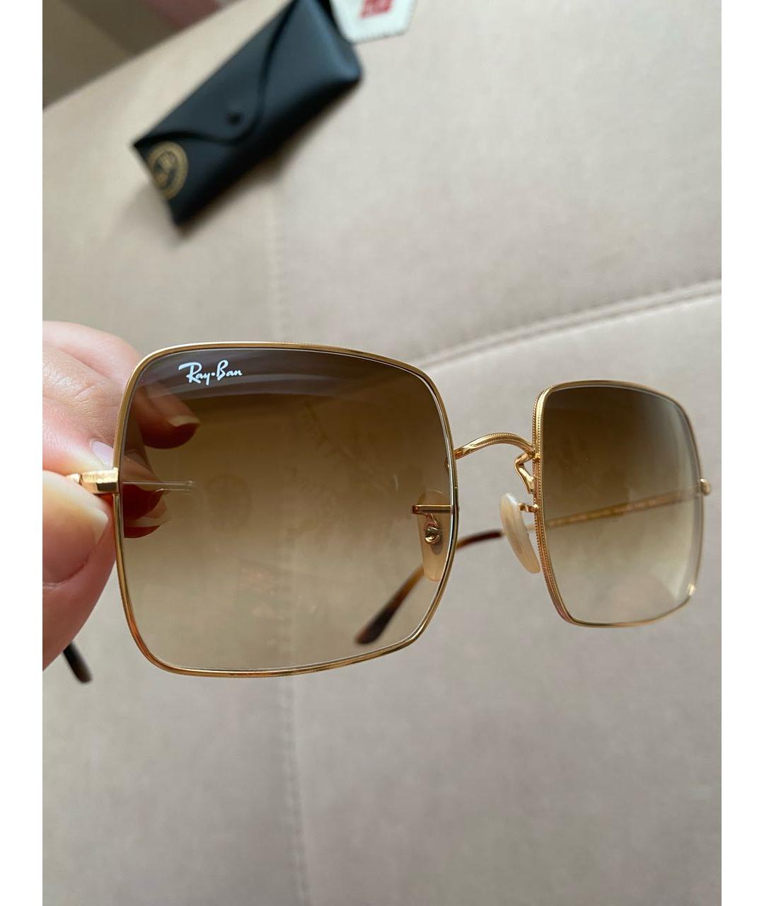 RAY BAN Коричневые металлические солнцезащитные очки, фото 3