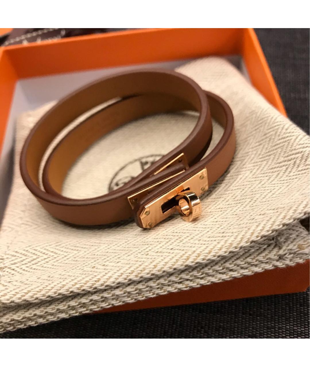 HERMES Коричневый кожаный браслет, фото 3