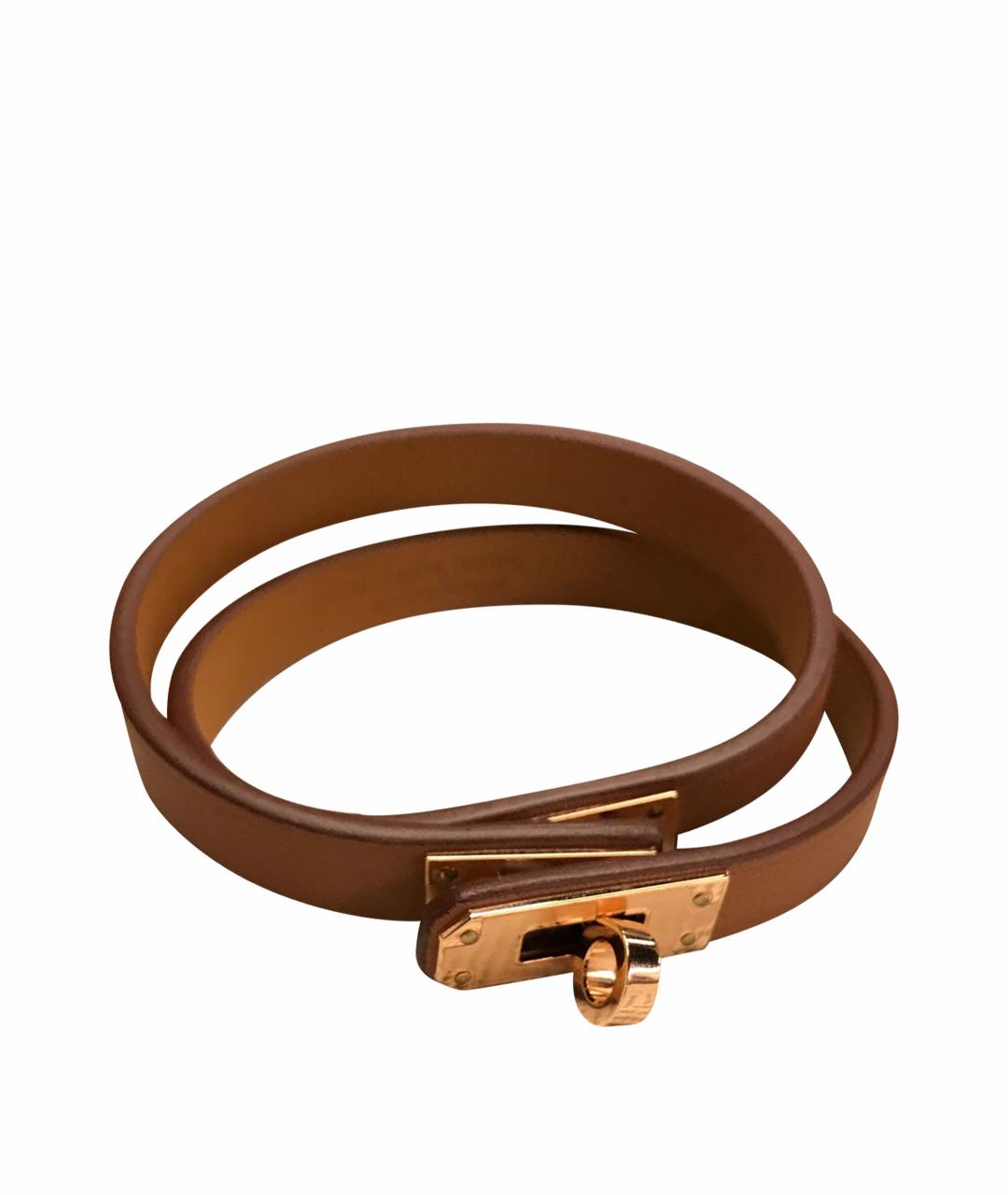 HERMES Коричневый кожаный браслет, фото 1