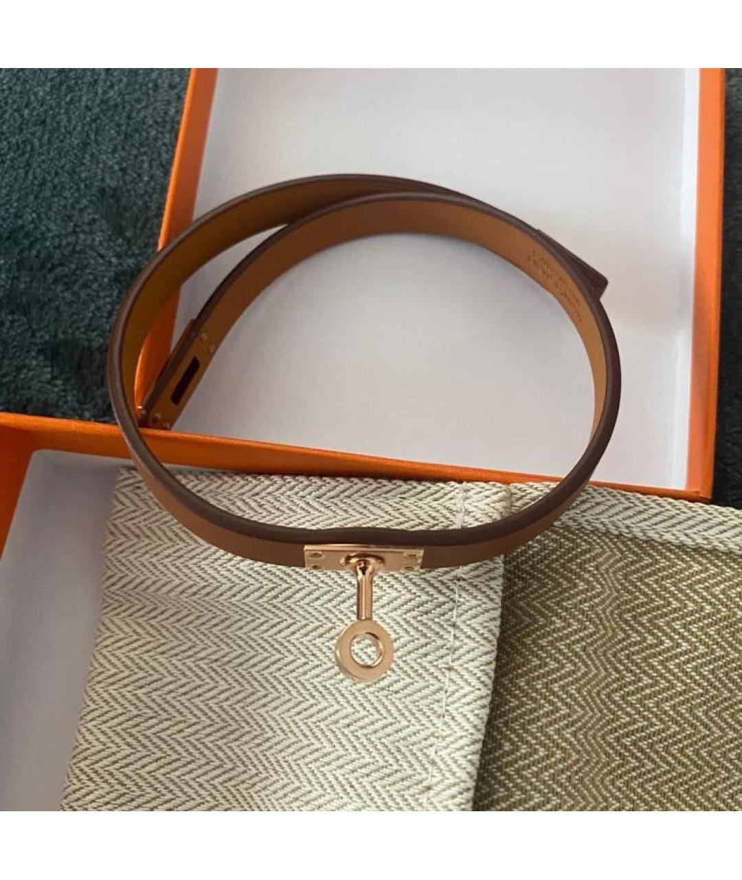 HERMES Коричневый кожаный браслет, фото 2