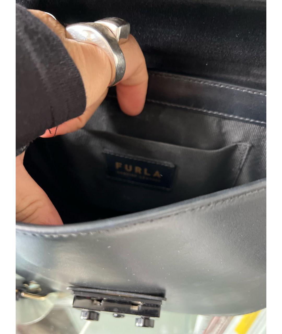 FURLA Черная кожаная сумка через плечо, фото 4