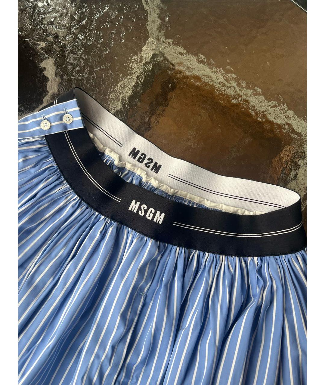 MSGM Голубая хлопковая юбка макси, фото 3