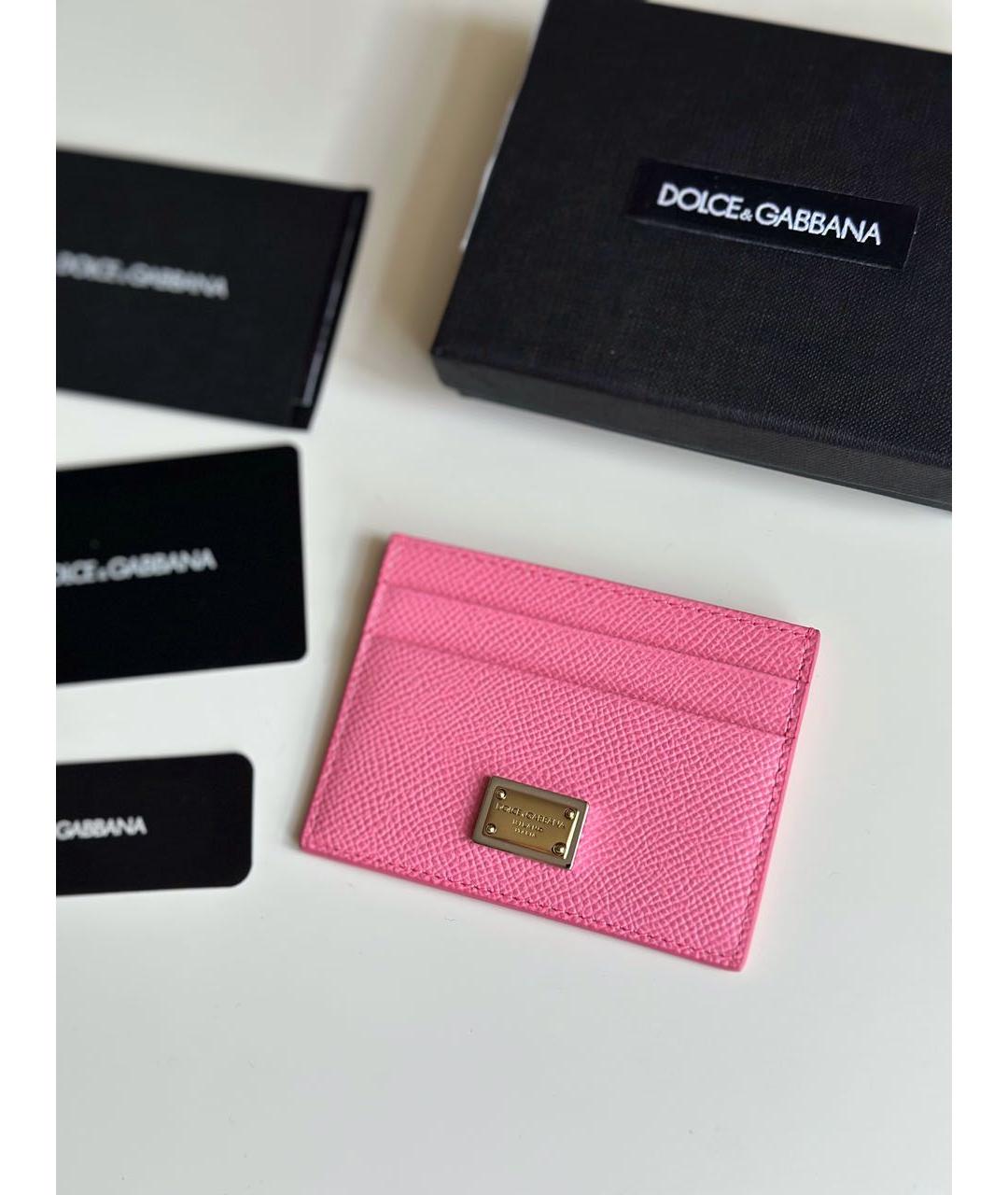 DOLCE&GABBANA Розовый кожаный кардхолдер, фото 2