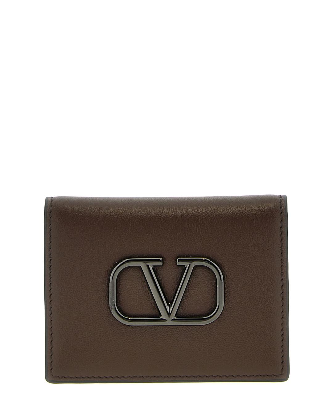 VALENTINO Коричневый кожаный кошелек, фото 1