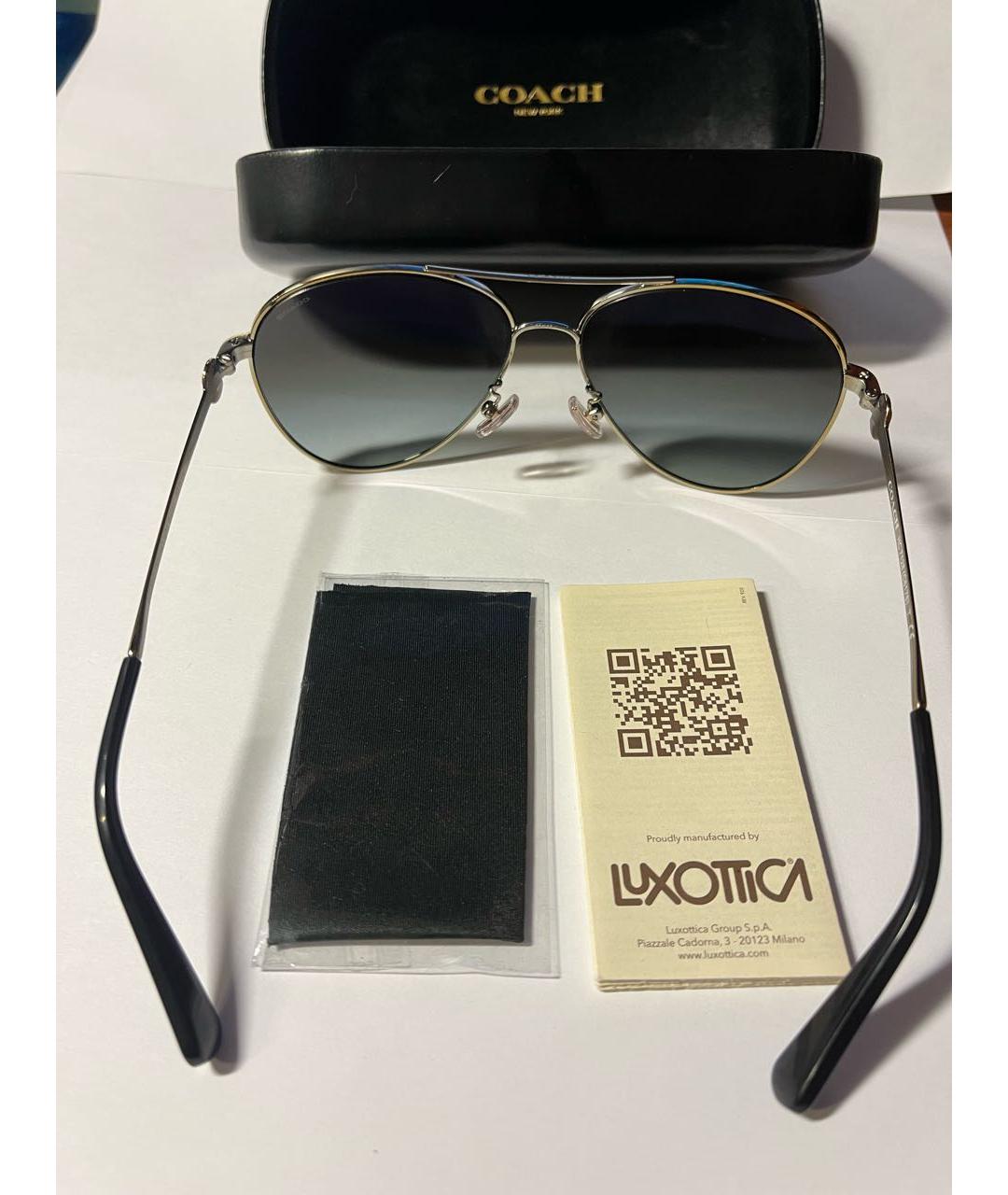COACH Золотые металлические солнцезащитные очки, фото 4