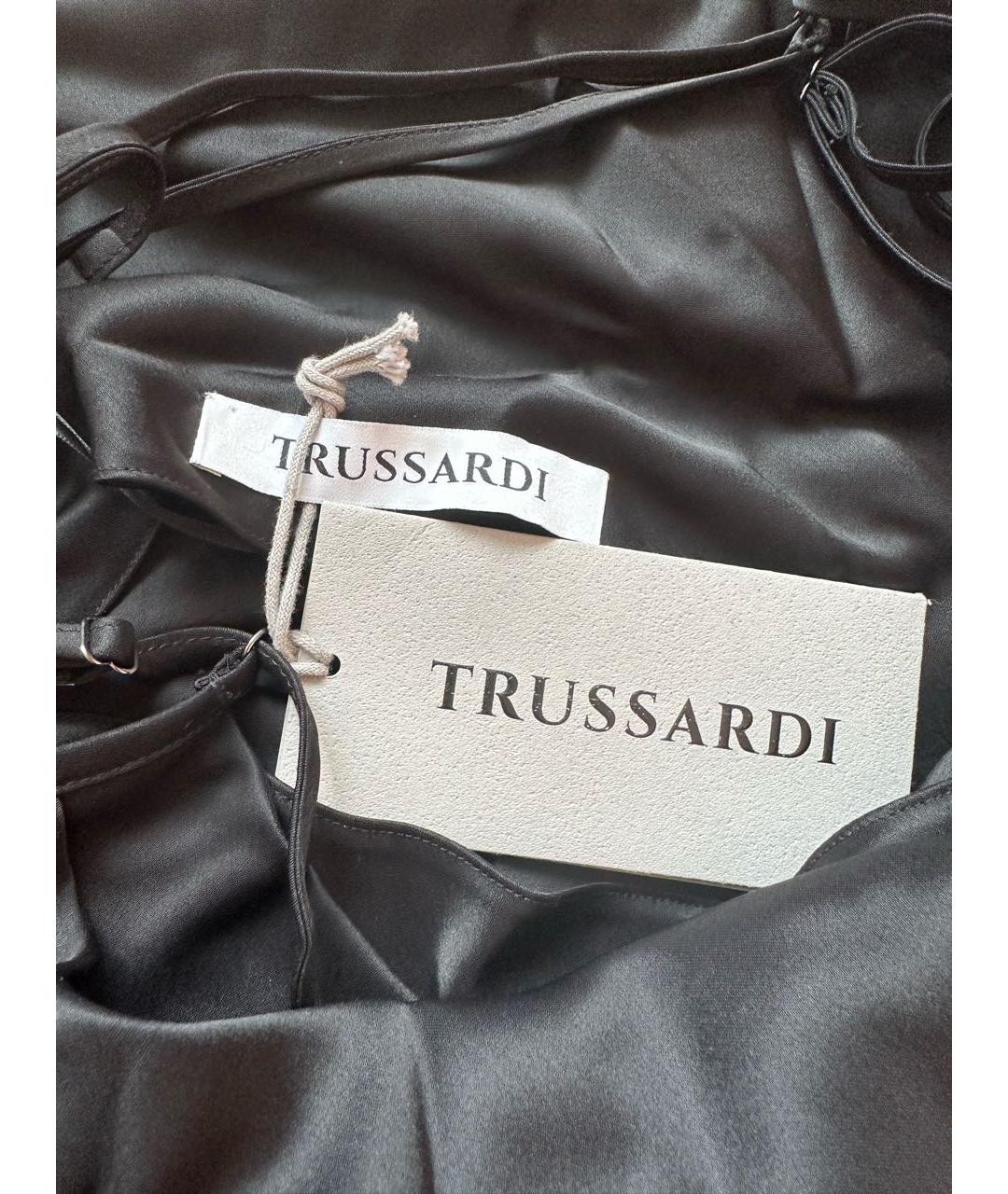 TRUSSARDI Черное атласное коктейльное платье, фото 6
