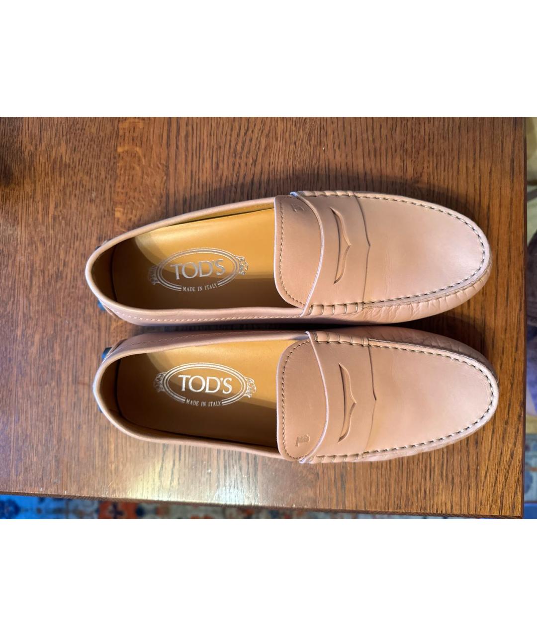 TOD'S Бежевые кожаные мокасины, фото 3