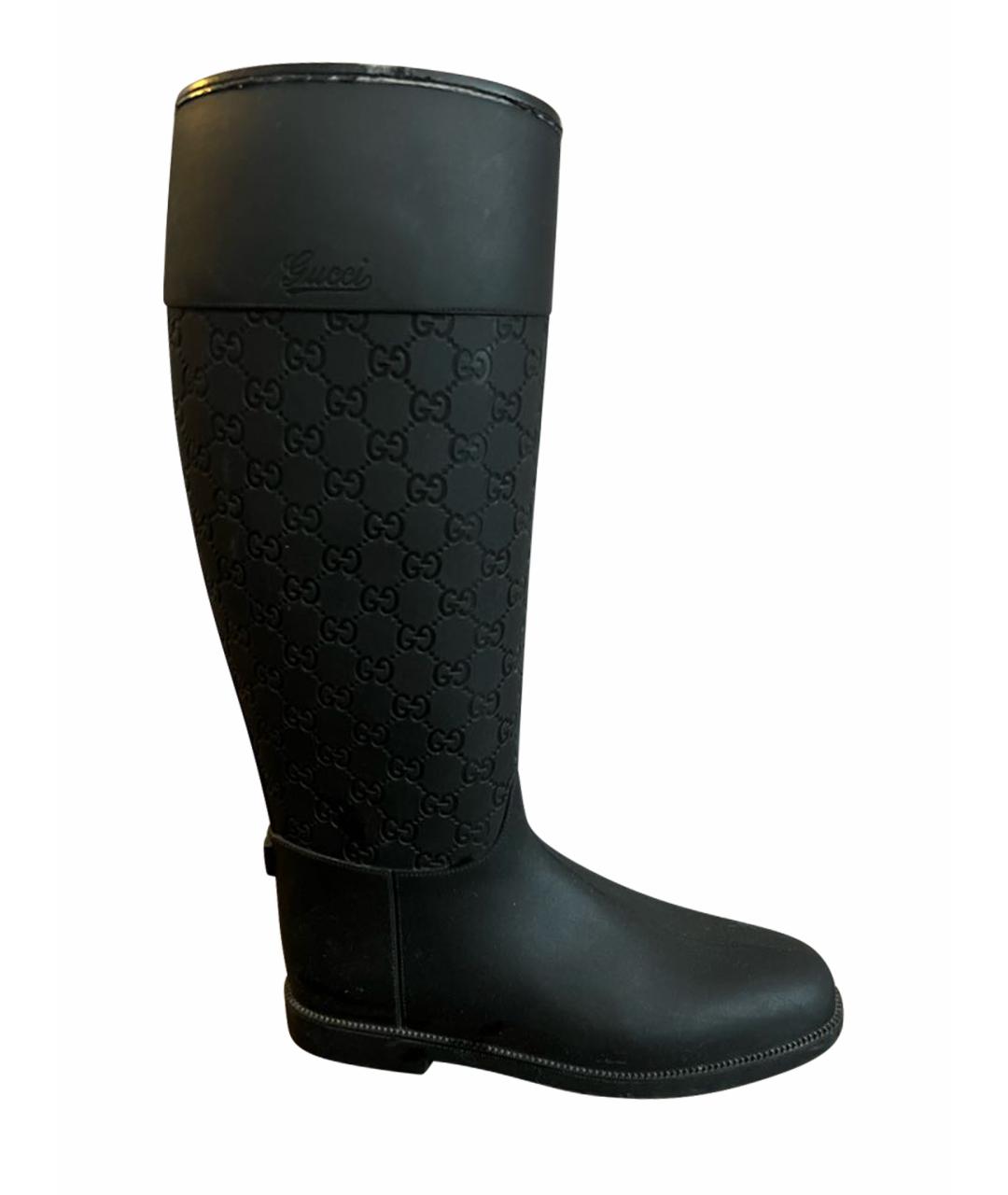 GUCCI Черные резиновые сапоги, фото 1