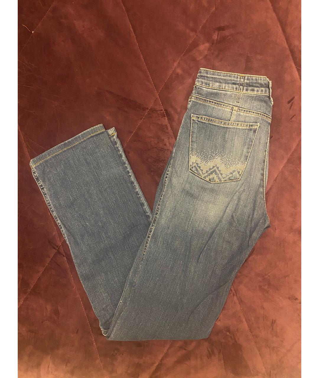 ARMANI JEANS Голубые хлопко-эластановые прямые джинсы, фото 5