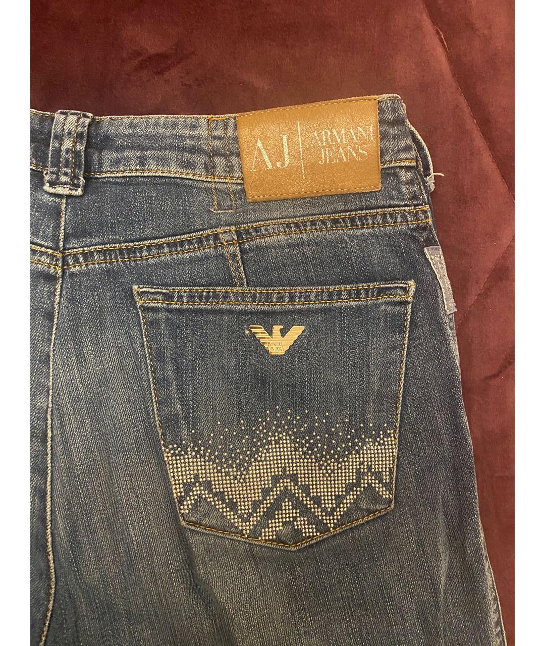 ARMANI JEANS Голубые хлопко-эластановые прямые джинсы, фото 4
