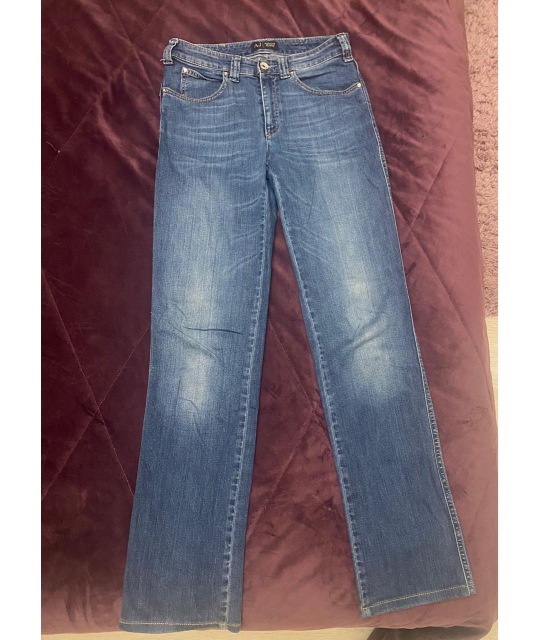 ARMANI JEANS Голубые хлопко-эластановые прямые джинсы, фото 6