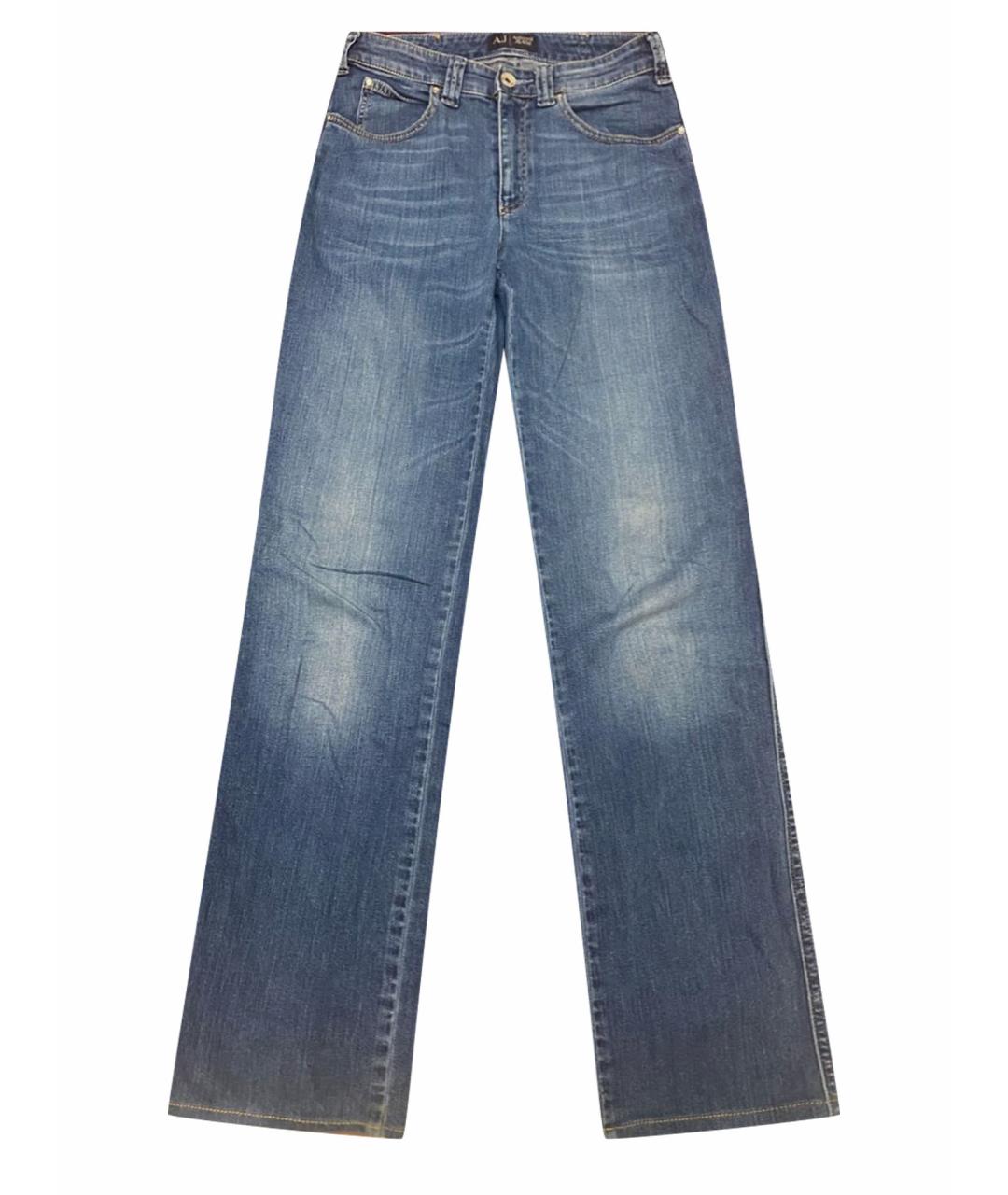 ARMANI JEANS Голубые хлопко-эластановые прямые джинсы, фото 1