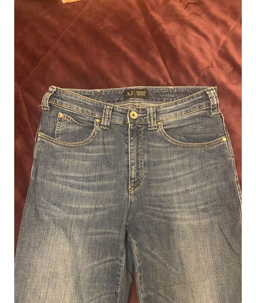 ARMANI JEANS Голубые хлопко-эластановые прямые джинсы, фото 3
