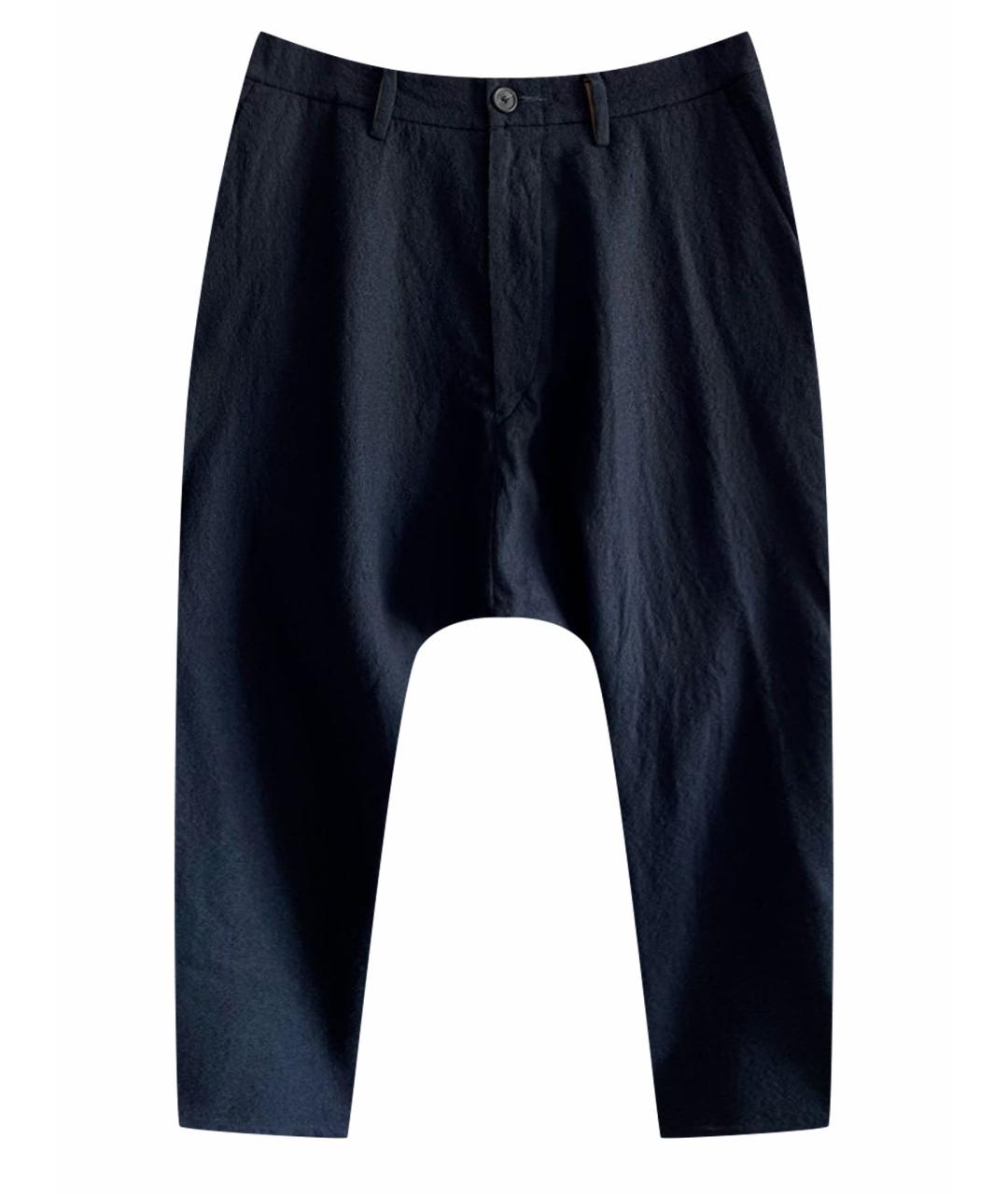 ZIGGY CHEN Темно-синие шерстяные повседневные брюки, фото 1