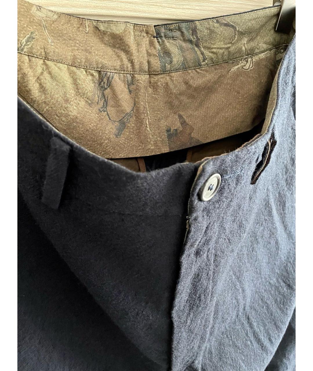 ZIGGY CHEN Темно-синие шерстяные повседневные брюки, фото 4