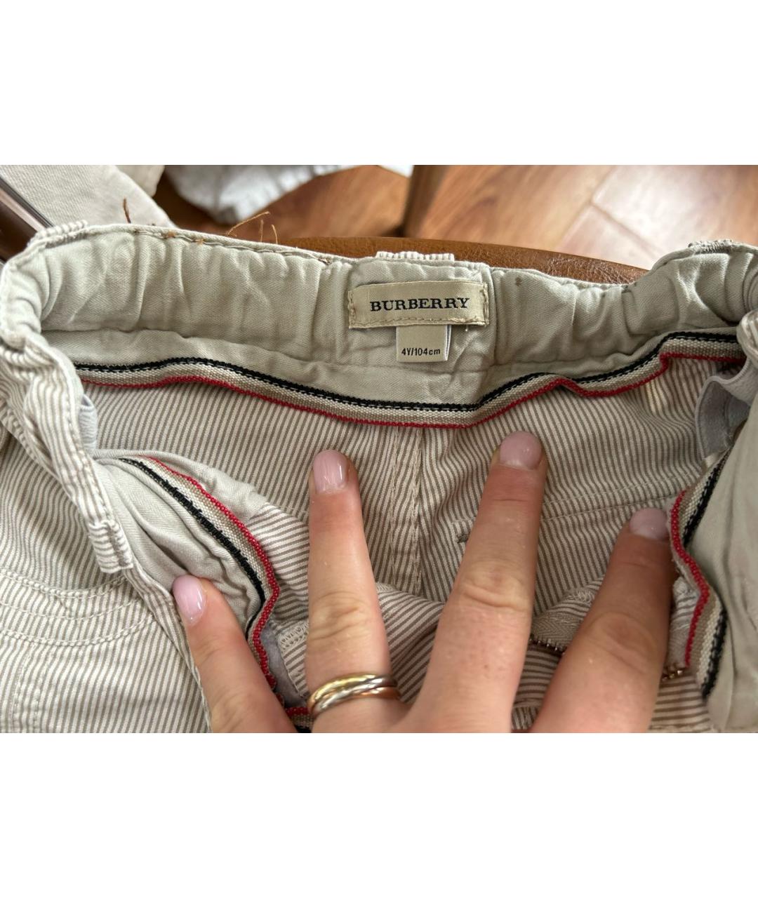 BURBERRY Бежевые хлопковые брюки и шорты, фото 5