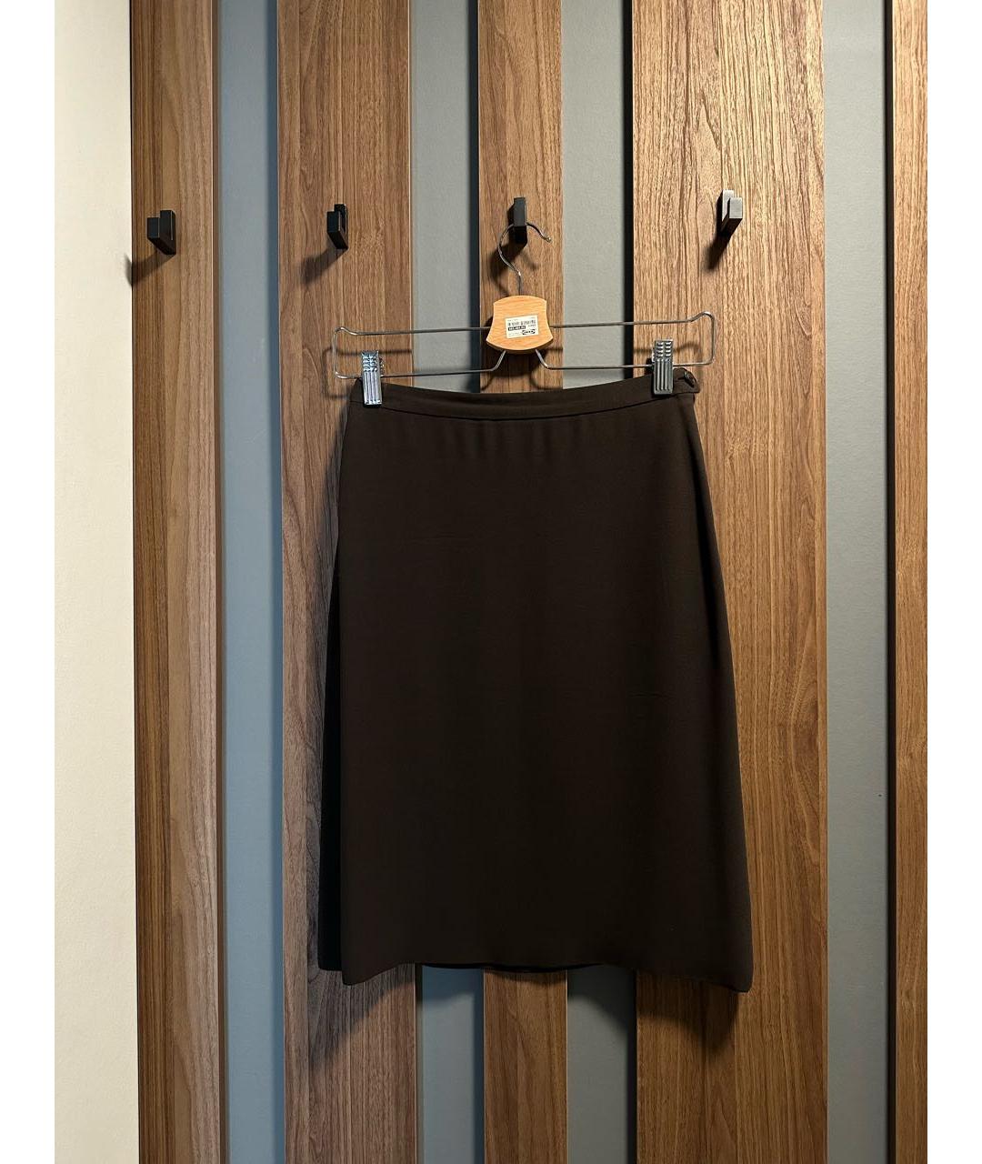 HERMES PRE-OWNED Коричневая шелковая юбка миди, фото 4