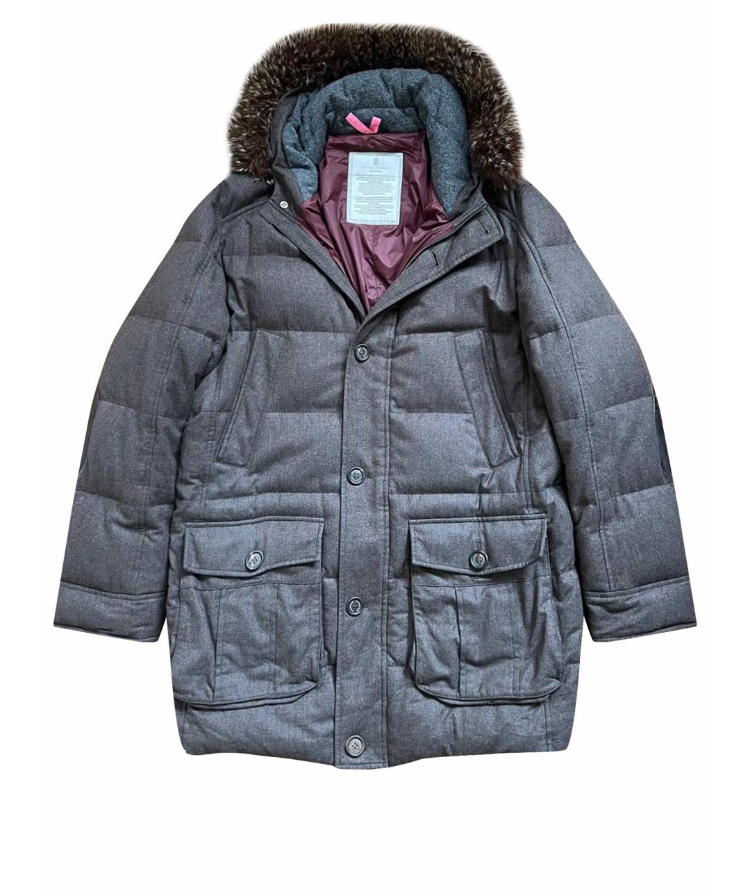 BRUNELLO CUCINELLI Коричневый кашемировый пуховик, фото 1