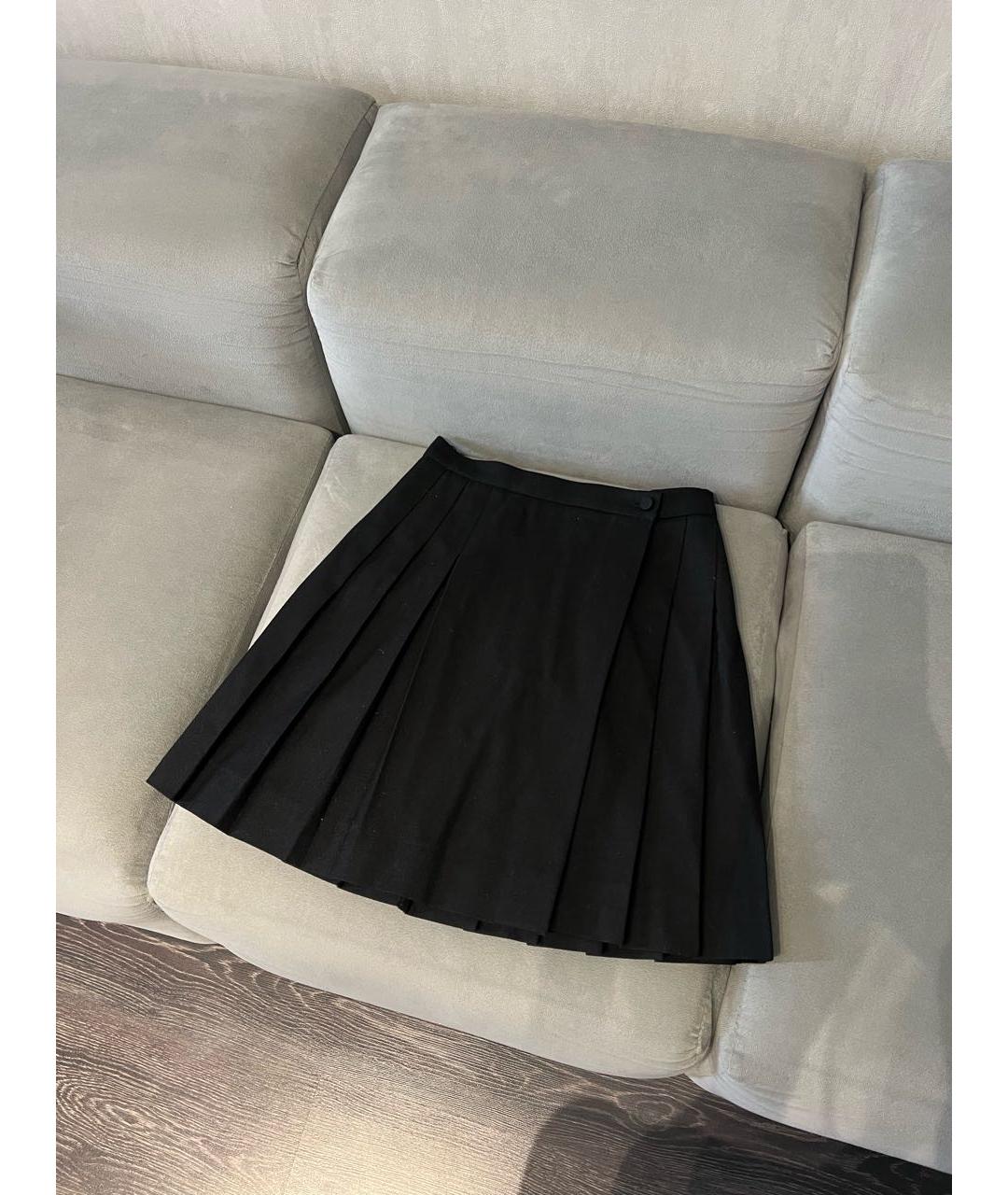 SAINT LAURENT Темно-синяя шерстяная юбка мини, фото 3