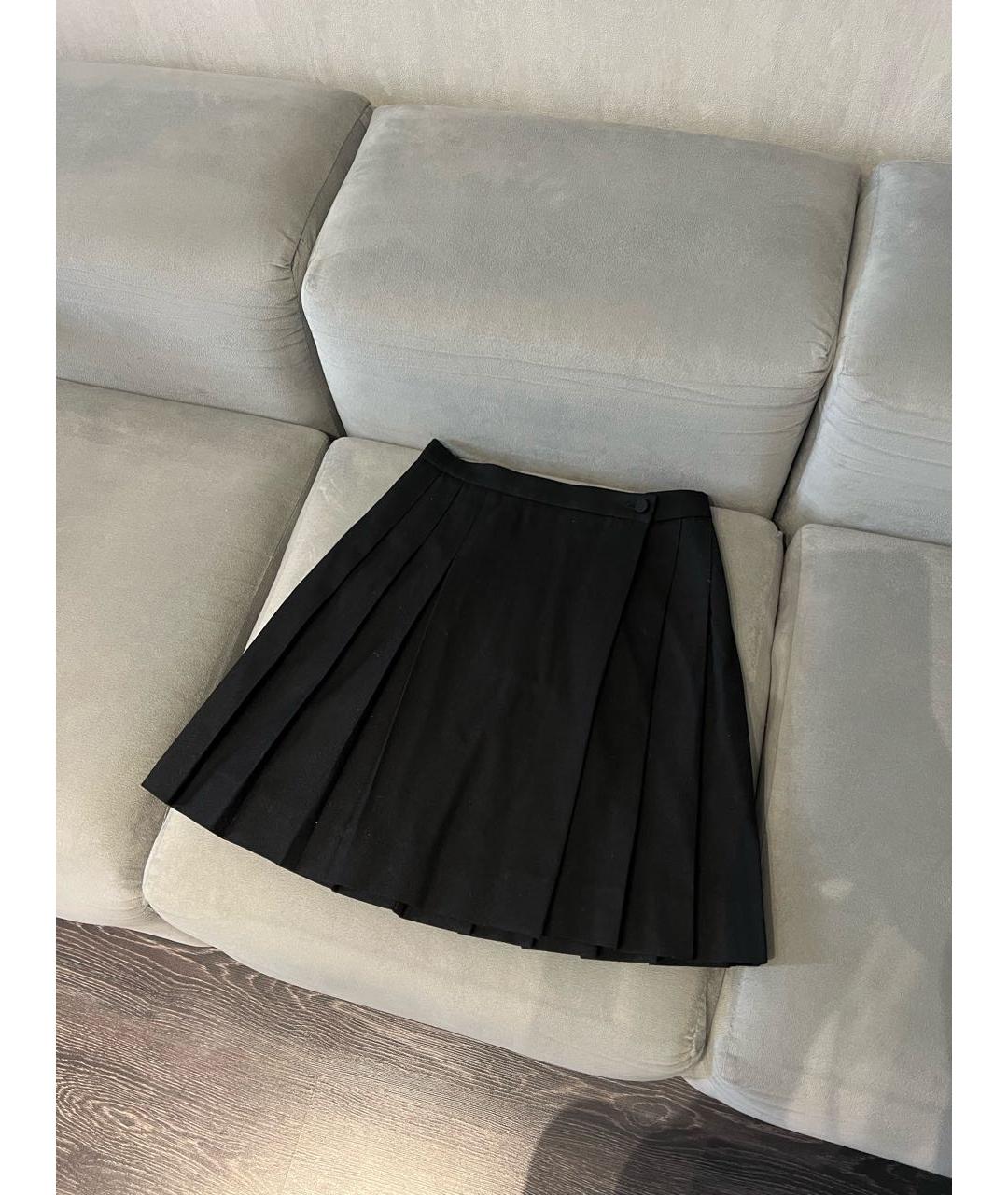 SAINT LAURENT Темно-синяя шерстяная юбка мини, фото 9