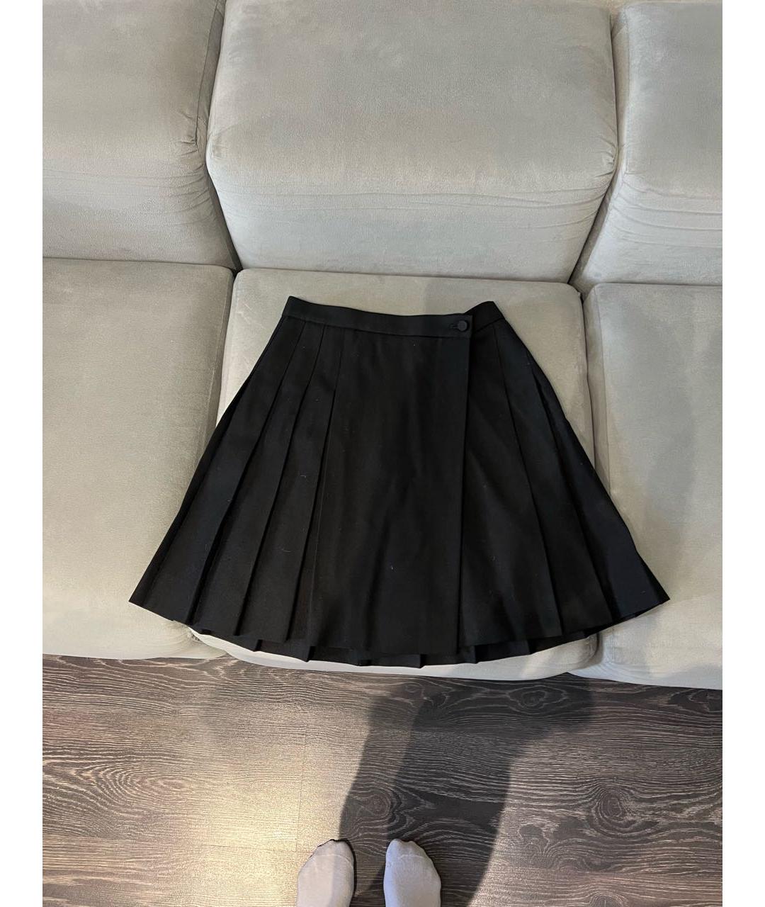 SAINT LAURENT Темно-синяя шерстяная юбка мини, фото 2
