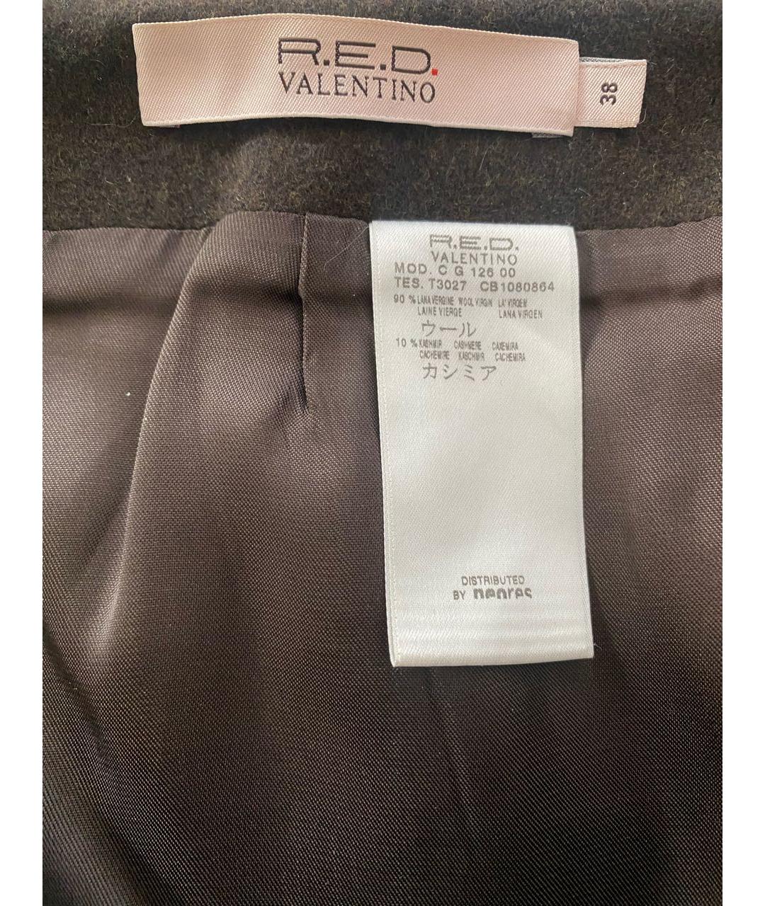RED VALENTINO Коричневая шерстяная юбка миди, фото 4
