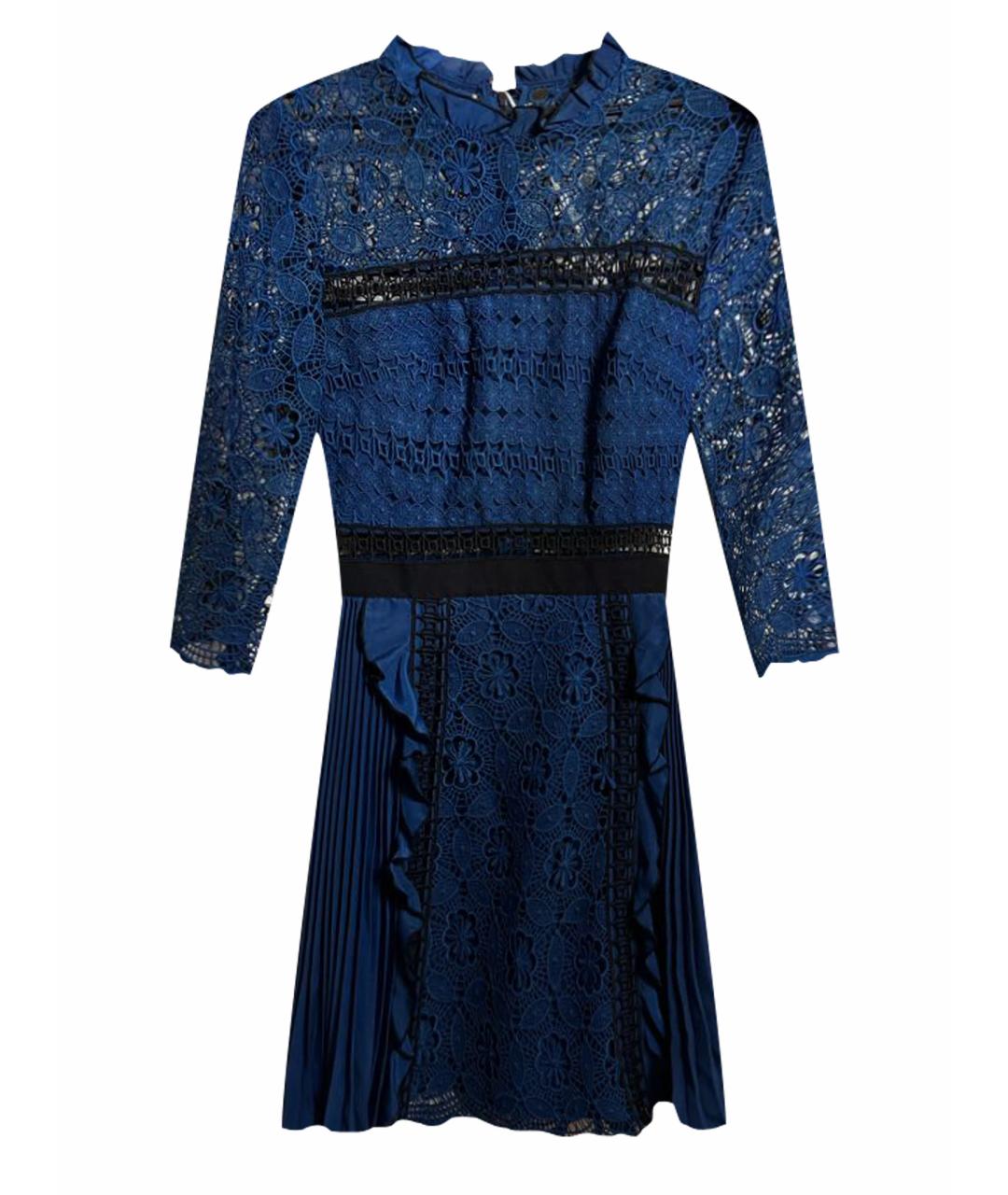 SELF-PORTRAIT Темно-синее полиэстеровое коктейльное платье, фото 1