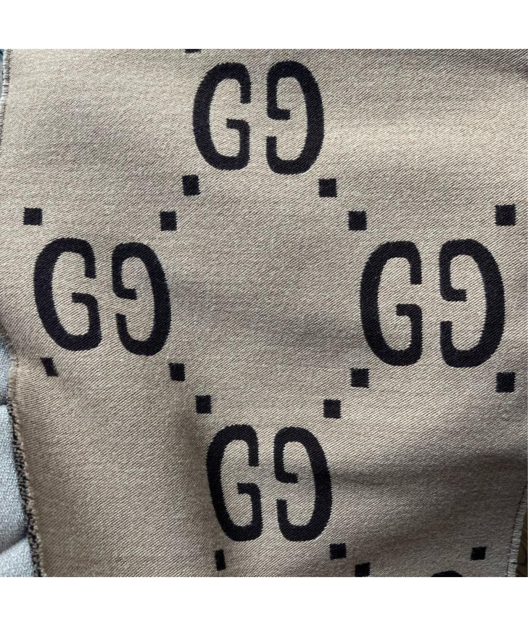 GUCCI Коричневый шерстяной шарф, фото 4