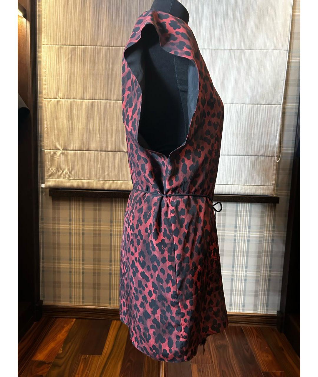 SAINT LAURENT Бордовое шелковое коктейльное платье, фото 3