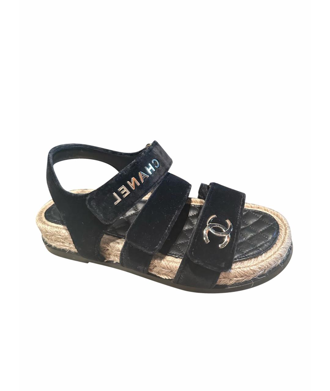CHANEL PRE-OWNED Черные текстильные сандалии, фото 1