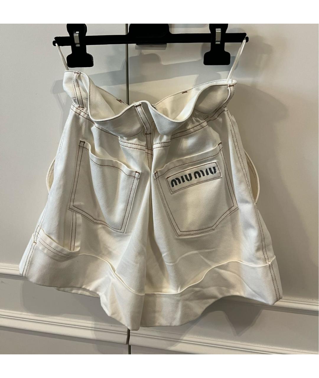 MIU MIU Белые деним шорты, фото 3