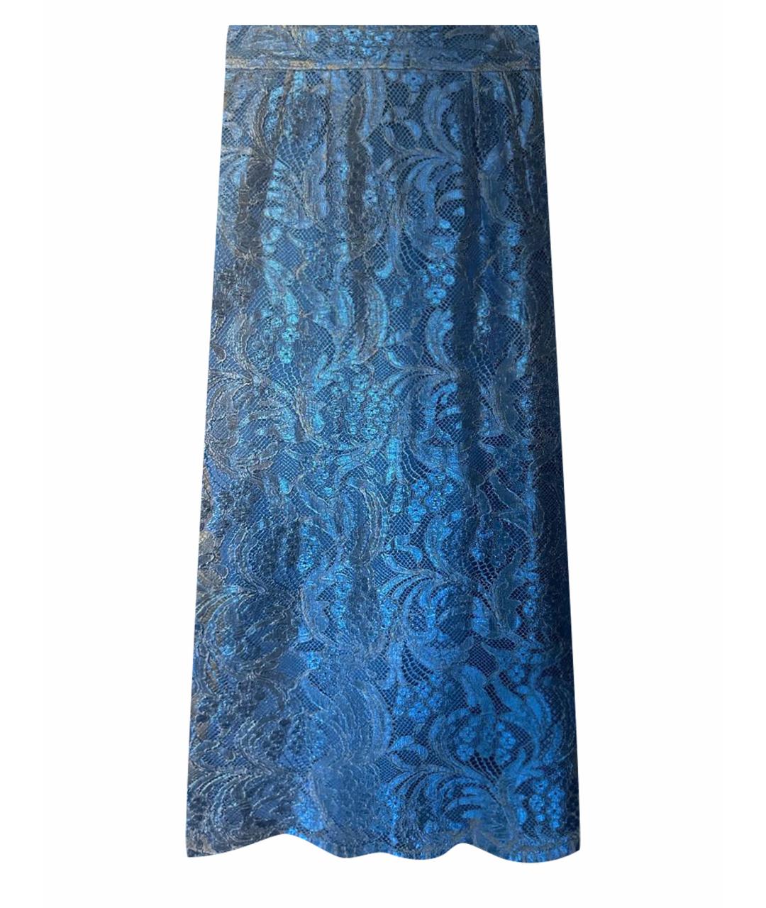 DOLCE&GABBANA Голубая кружевная юбка миди, фото 1