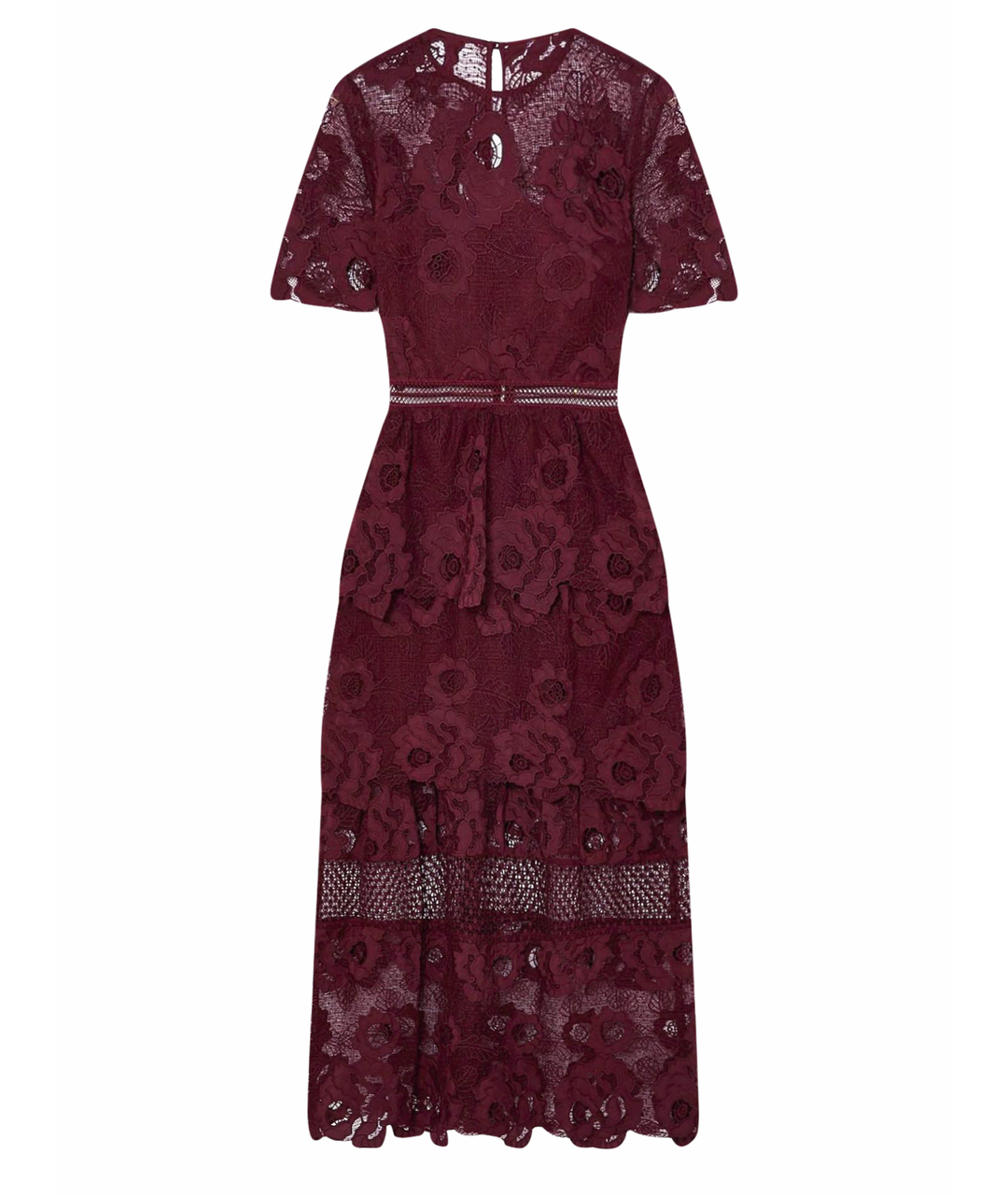 SELF-PORTRAIT Бордовое кружевное повседневное платье, фото 1