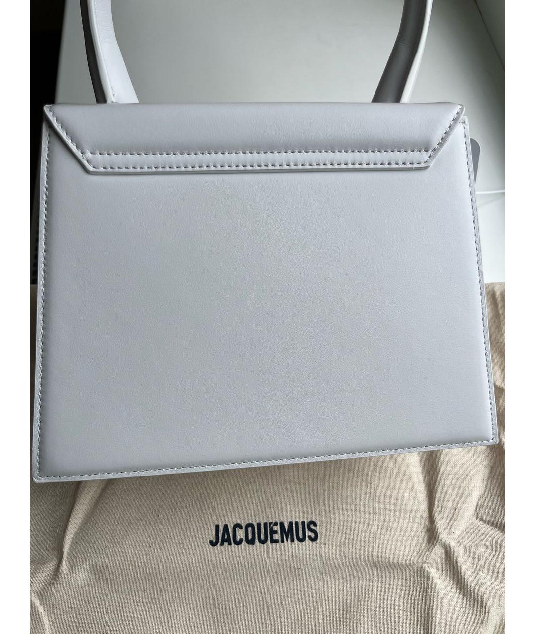 JACQUEMUS Белая кожаная сумка с короткими ручками, фото 3