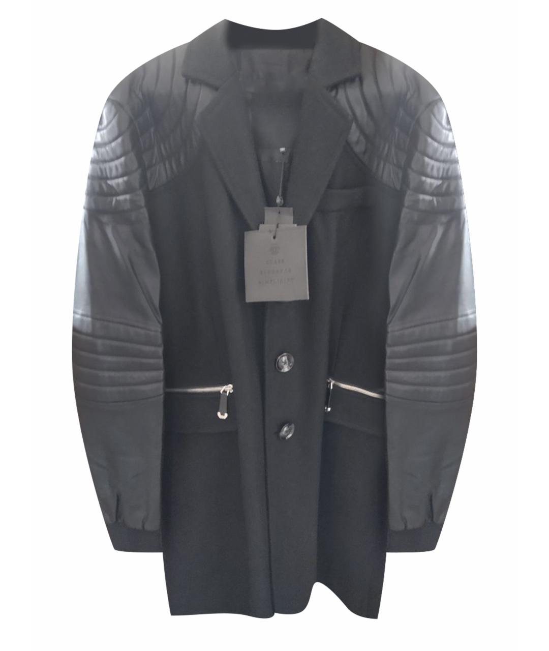 PHILIPP PLEIN Черное кашемировое пальто, фото 1