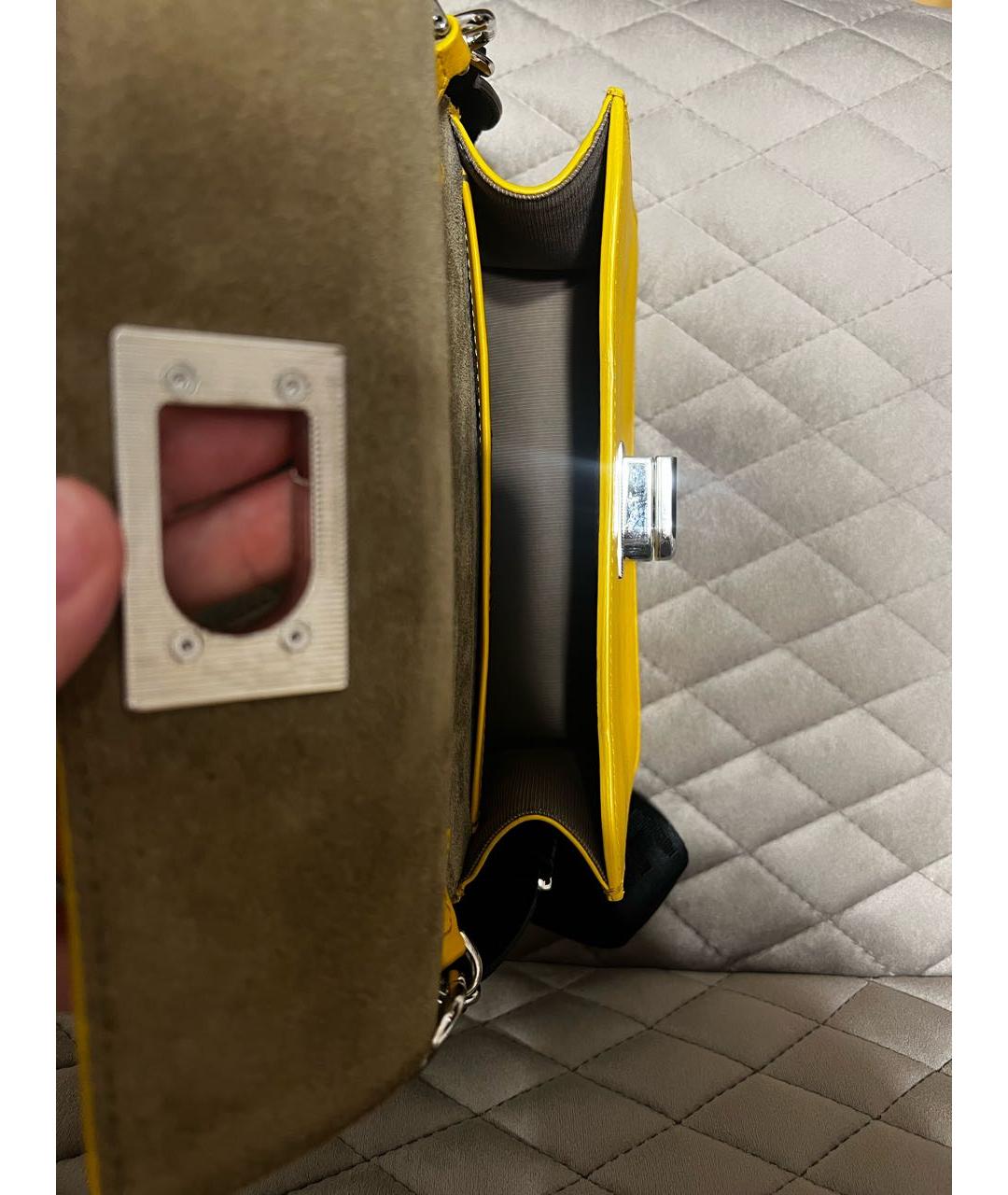 FURLA Желтая кожаная сумка через плечо, фото 4