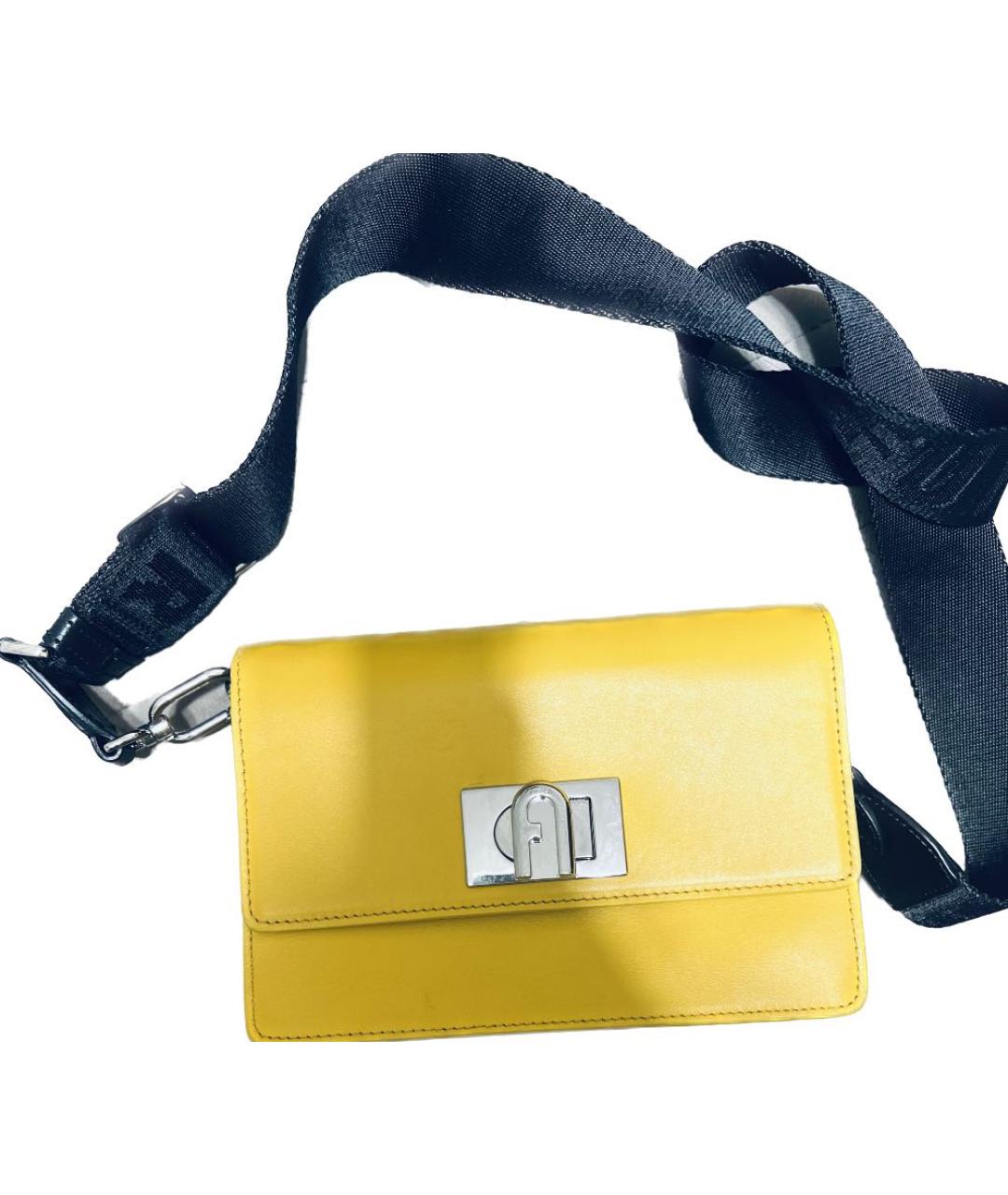 FURLA Желтая кожаная сумка через плечо, фото 7