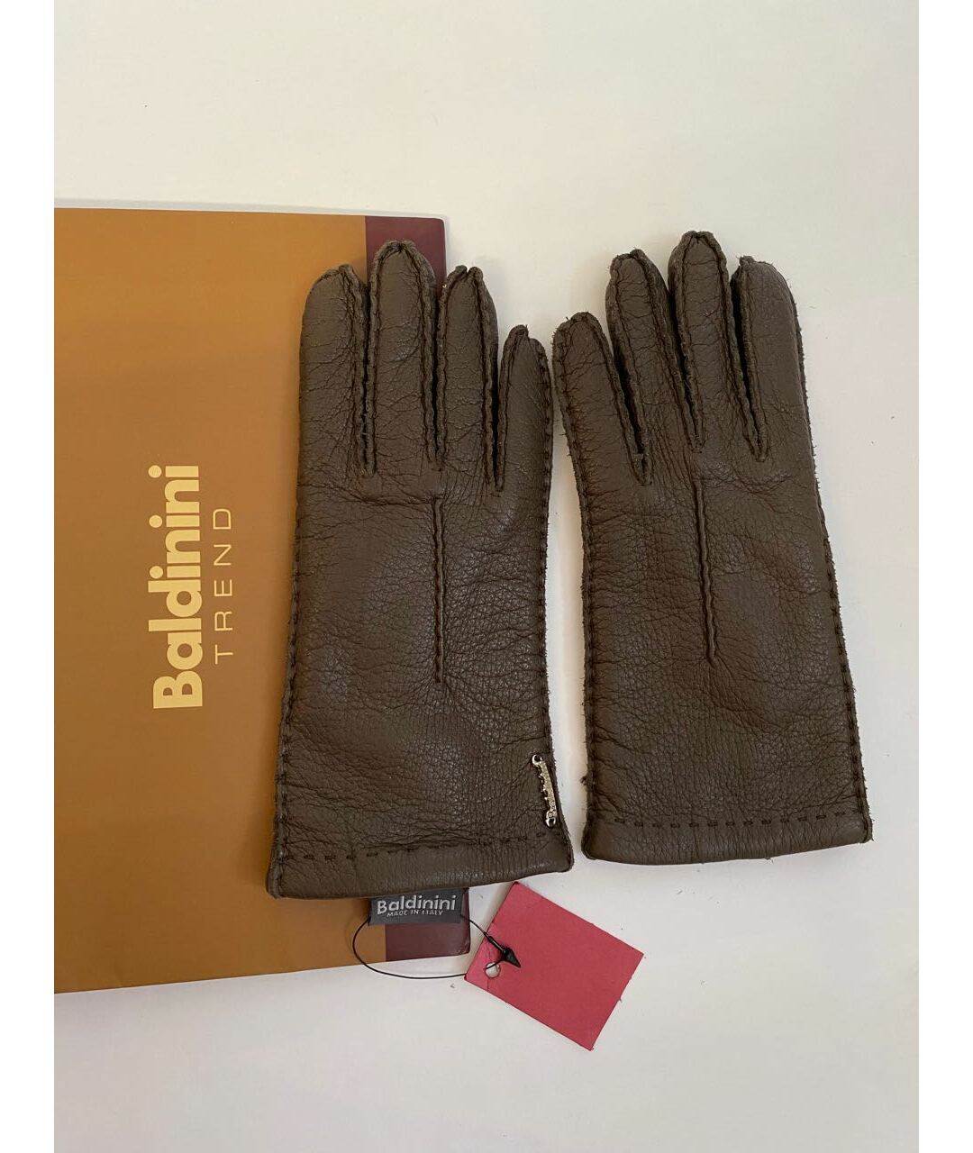 BALDININI Коричневые кожаные перчатки, фото 2