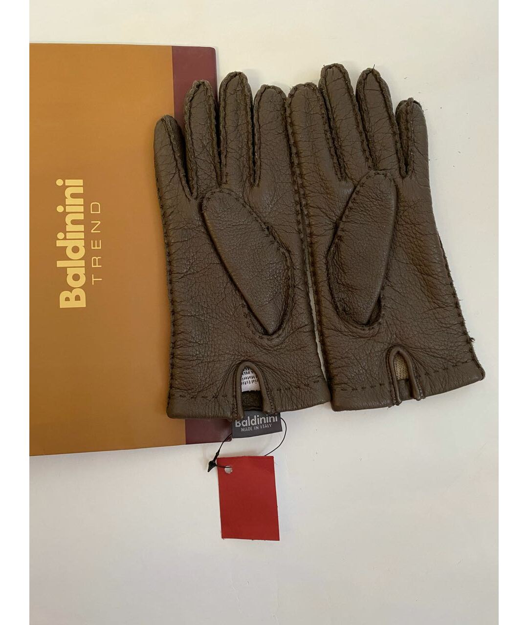 BALDININI Коричневые кожаные перчатки, фото 3