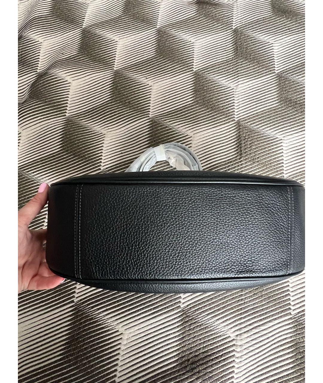 COACH Черная кожаная сумка с короткими ручками, фото 5