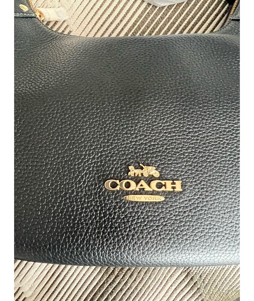 COACH Черная кожаная сумка с короткими ручками, фото 7