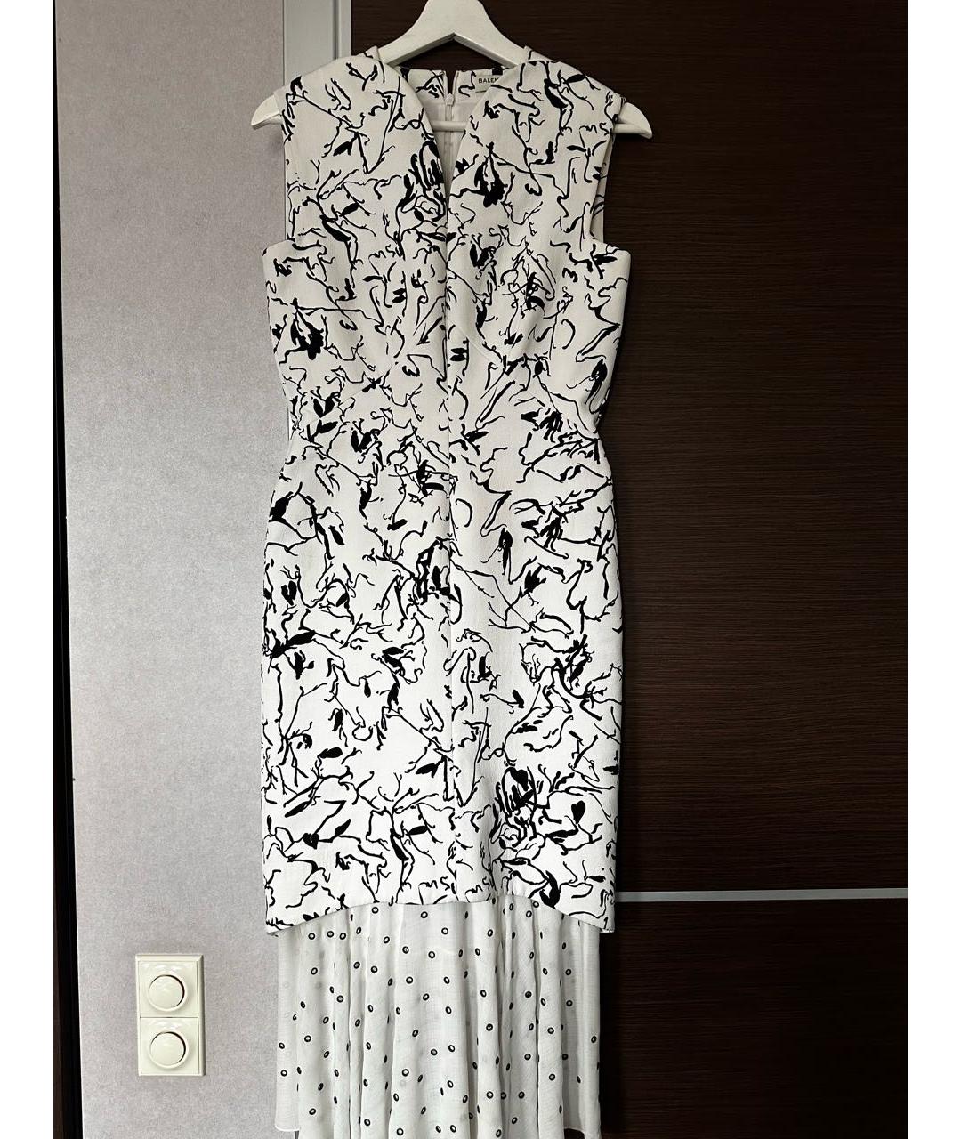BALENCIAGA Белое хлопковое коктейльное платье, фото 9