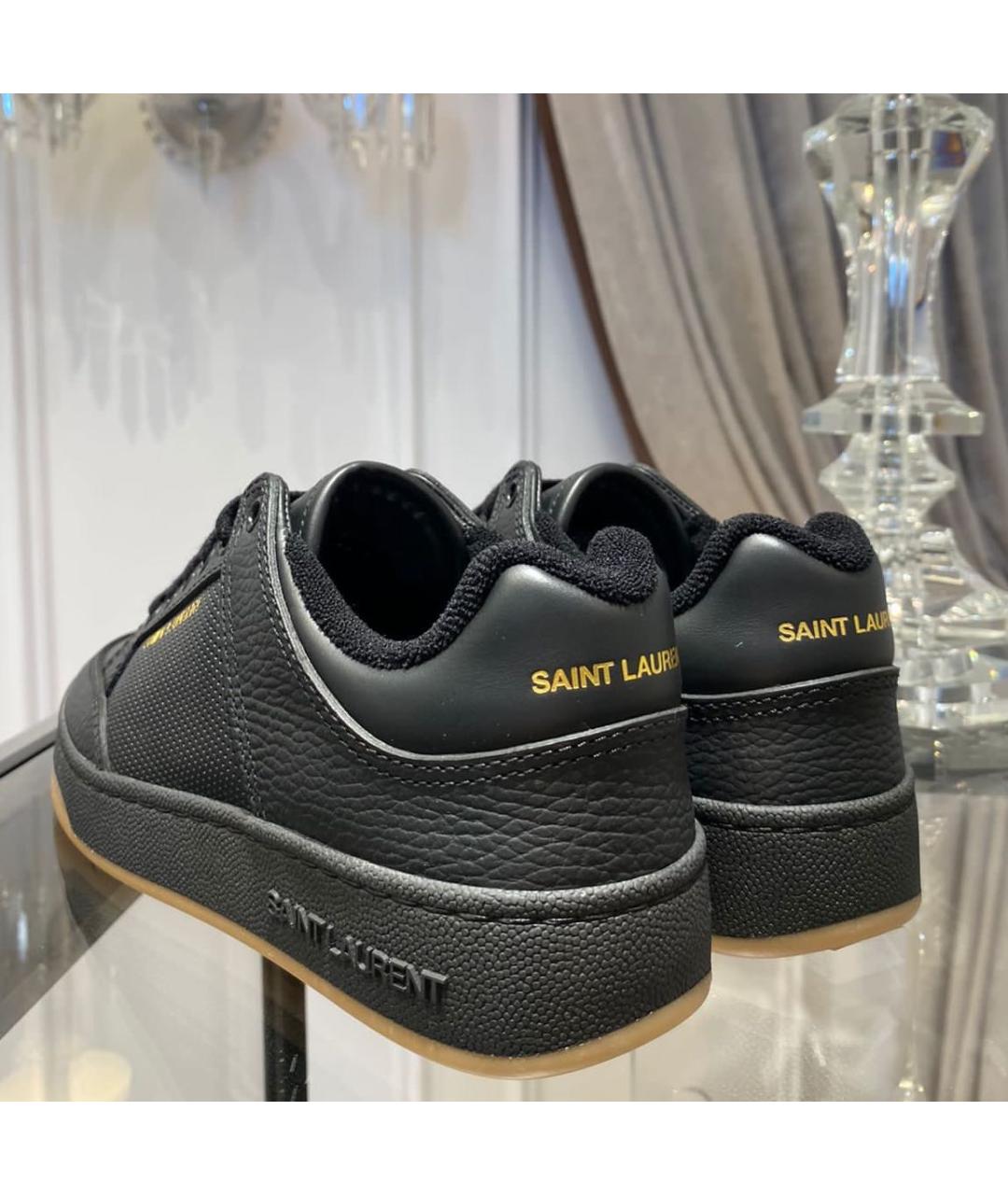 SAINT LAURENT Черные кожаные кеды, фото 2