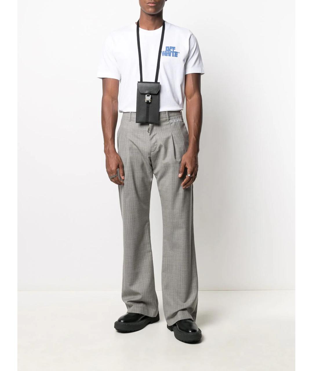 OFF-WHITE Серые шерстяные повседневные брюки, фото 2