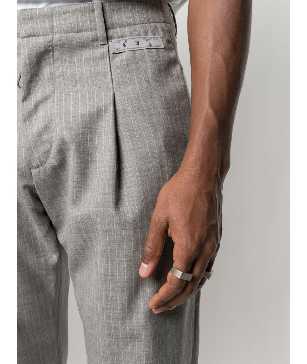 OFF-WHITE Серые шерстяные повседневные брюки, фото 5