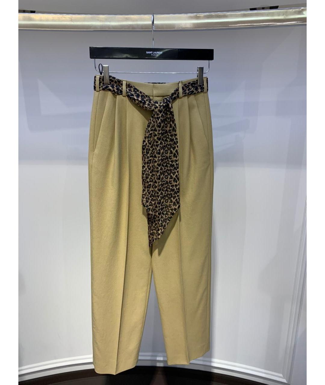 SAINT LAURENT Бежевые прямые брюки, фото 3