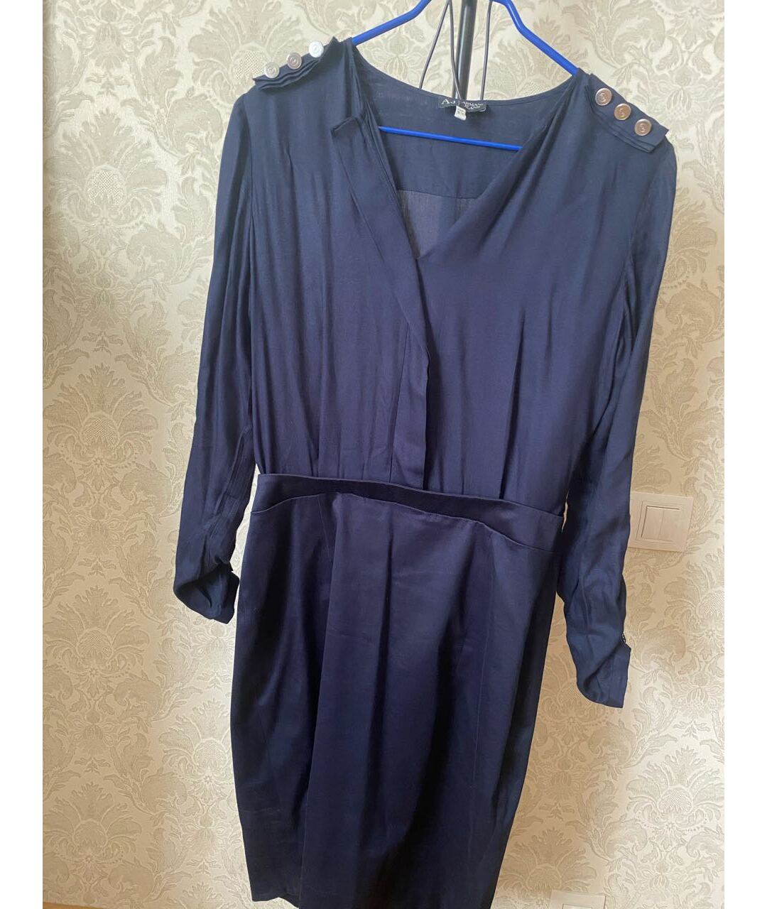 ARMANI JEANS Темно-синее шерстяное повседневное платье, фото 8