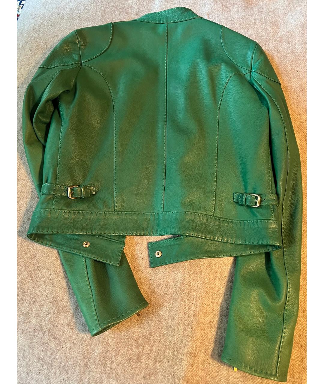 FENDI Зеленая кожаная куртка, фото 3